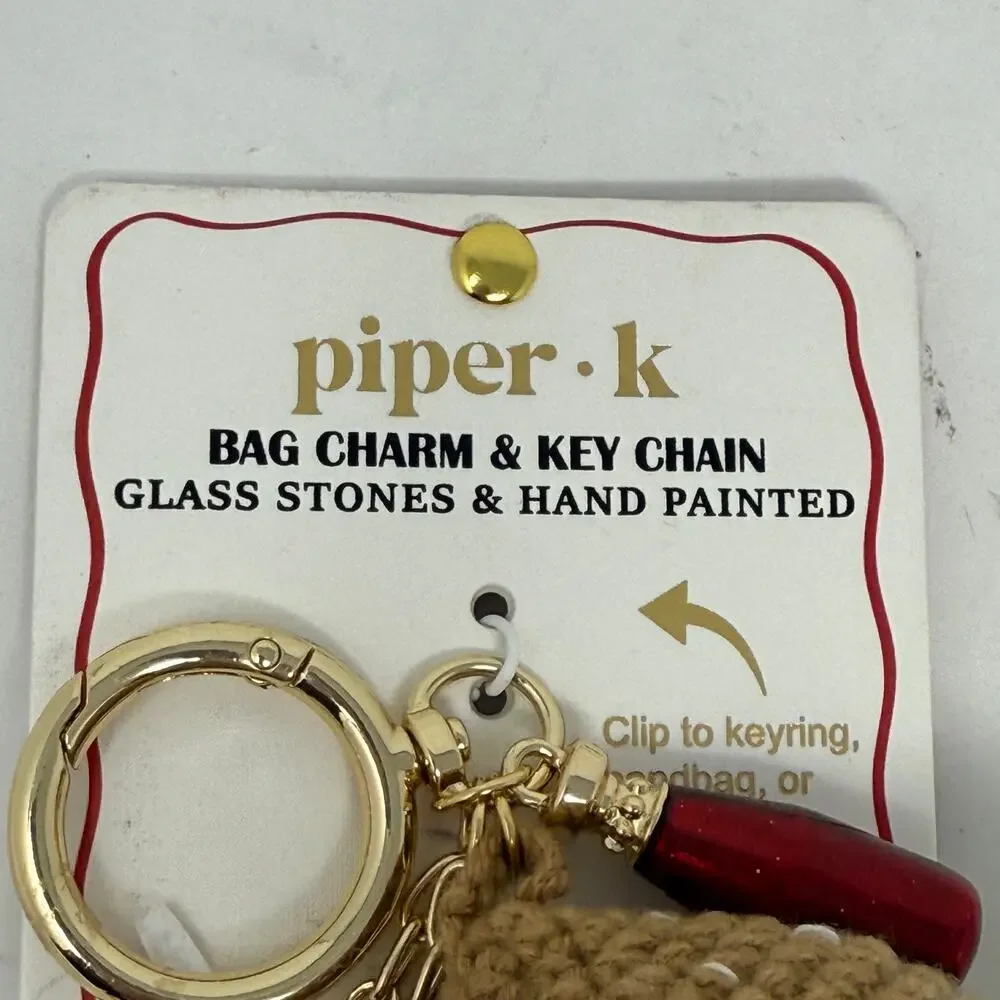 Piper K Hamburger Fries Milkshake Ketchuo Crochet Bag Charm & Key Chain NEW